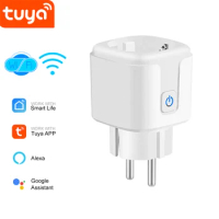16A Tuya WiFi EU Smart Plug Outlet Power Monitor Wireless Socket Remote Timer Electrical Control Google Home Alexa APP Control