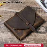 CONTACT'S FAMILY 100% Nubuck Custom Retro Leather Book Cover Case Carrying Book Bag Holy Bible Storage Study Protective Handbag