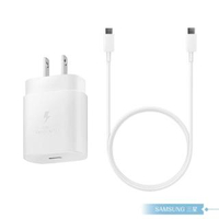 【SAMSUNG 三星】原廠 閃電快充25W + 雙Type C傳輸線 原廠旅充組-白(Note20/Note10盒裝拆售)