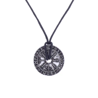 Vintage Rune Compass Pendant Necklace Men's Lucky Charms Charm Punk Party Accessories