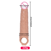 【sex toys】 Lengan Zakar, Cincin Kunci, Tambah Besar Panjang, Penutup Glans Tebal Berongga, Pemanjangan Keseronokan, Pembesaran, Penutup Gigi Serigala, Penutup