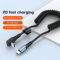 Car Spring 27 W USB C Lightning Cable for iPhone 14 13 PD 60W Fast Charging Type C to USB C Cable Data Cord for Huaiwei Samsung