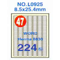 Herwood 鶴屋牌 224格 8.5x25.4mm NO.L0925 A4雷射噴墨影印自黏標籤貼紙/電腦標籤 20大張入