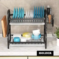 Rak Piring Dapur 2 Susun Stainless Steel Rack Utensil 2 susun Holder dan tanpa holder / Rak pring CH