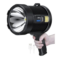 Rechargeable Spotlight,100000 Lumens LED Spot Lights Handheld Large Flashlight Super Bright Outdoor 