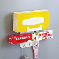 asdfkitty*日本製 SANADA 白色吸盤式收納架/置物架/面紙架-放保鮮膜-鋁箔紙-刨刀-開罐器-正版商品