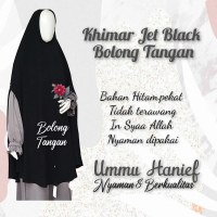 khimar Jetblack Bolong Tangan pad busa/syria/antem ukuran XXL ,XL,L