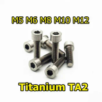 10pcs M5 M6 M8 M10 M12 Titanium Bolt DIN912 Column Head Hexagon Socket Grey Color Ti Bolts Titanium Screws Ti Fasteners