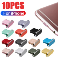 10pcs Metal Anti Dust Plug IOS Charging Port Dustproof Cover Stopper For iPhone 14 13 12 11 Pro Max Airpods iPad Alloy Dustplugs