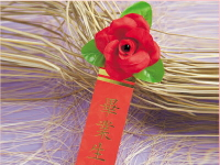 309B-4  小絲花紅 + 畢業生儀條 胸花 禮花 畢業生 燙金儀條 10入 /包