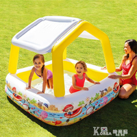 充氣游泳池遮陽兒童家用大號戲水池室內嬰兒小孩海洋球池