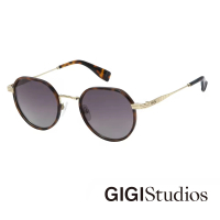 【GIGI Studios】手工細圓框鈦金太陽眼鏡(玳瑁 - BEETHOVEN-6787/2)