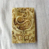 Han Dynasty Hongshan Culture Natural Jade Double-Sided Zodiac Dragon Wind Handmade Collection Decoration Pendant Carving Mascot