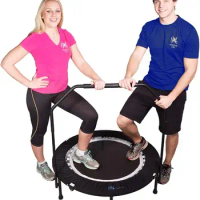 Folding Rebounder USA Indoor Exercise Mini Trampoline for Adults with BarFitness Weight Loss Already Assembled jumping workout