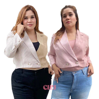 CHU - Arunika Crop Blazer bahan Tweed + Linen Premium | Jas Big Size / Plus Size / Oversize
