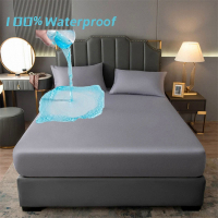 100 Waterproof Polyester Mattress Protector Cover With Elastic Band Solid Color Fitted Sheet Single Double Queen Size Bedsheets