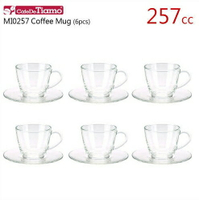 金時代書香咖啡 Tiamo MI0257/MM0149 透明玻璃咖啡杯盤組 257ml 六入   HG1748