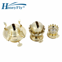 HoneyFly 2pcs Oil Lamp Burner Wick Kerosene Oil Light Wick Old-Fashioned Kerosene Lamp Metal Regulator Retro Glass Oil-lamp