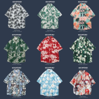 Kemeja Lengan Pendek Bunga Hawaii, Untuk Lelaki, Baju Musim Panas, Gaya Hong Kong, Jenama Trendi, Le