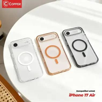 COPPER Slim PC Hard Case With Metal Ring Stand For iPhone 17 Series - Air / Pro / Max ip 17 Case Bla