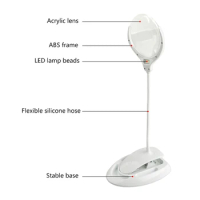 Modern Design 2 in1 Reading Magnifier Hands-Free 3X 8X Table Lamps LED Light Rechargeable for Crafting Needlework Sewing