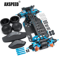 AXSPEED Metal &amp;Carbon Fiber &amp;Plastic Wheel Rims Shock Absorbers Frame Kit for Tamiya TT01 1/10 RC Remote Control Drift Car Parts