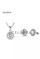 Her Jewellery Berlian Moissanite Florale Set Pendant & Earring [GRA CERTIFICATE MOISSANITE DIAMOND] 
