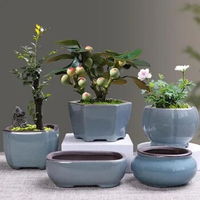 Retro Ceramic Flower Pot Asparagus Succulent Plant Pot Breathable Vase Bonsai Container Home Garden Balcony Decor