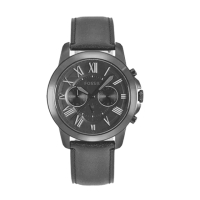 【FOSSIL】Grant 黑色款皮革手錶 男錶 情人節(FS5132)