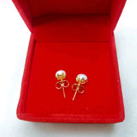 Bersertifikat Keaslian Anting Stud Mutiara Air Tawar Lombok Rangka Rhodium Emas 22 Karat Anting Bhay