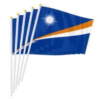 PTEROSAUR 14*21cm Marshall Islands Hand Flag, Marshall Islands Hand Held Waving Small Flag World Oceania Decor Gifts, 50/100pcs