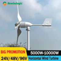 5000W 6000W 8000W 10000W Wind Turbine Generator Complete Set 48V 96V Free Energy Generators Windmill With Controller Inverter