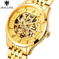Holuns mens watches top brand luxury automatic mechanical Gold watch waterproof Stainless Steel business watch relogio masculino