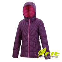 【Fit 維特】女-輕量連帽羽絨外套-蘭紫色 HW2303-67(保暖外套/連帽外套/風衣/羽絨衣)