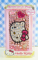 【震撼精品百貨】Hello Kitty 凱蒂貓~HELLO KITTY iPhone4貼鑽手機殼-粉大頭