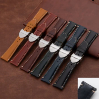 Quality Soft Genuine Leather Watch Band 22mm For Tudor Strap Watchband Fold Buckle Quick Release Bracelet Black Bay 1958