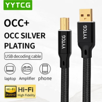 YYTCG Hifi USB Cable High Quality OCC Silver Plating DAC A-B C-B C-C Digital AB Audio Type A to Type B Hifi Usb Typec Cable