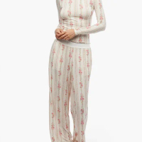 Womens Pajama Sets Long Sleeve Shirt with Long Pajama Pants Soft Sleepwear Pj Lounge Sets