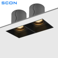 SCON Double Downlight7W 12W 14W 24W 21W 36W Pure Black Ceiling Embedded Spot Lamps Led modules Restaurant LED Downlight