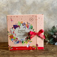 英式下午茶立體書造型蝴蝶結緞帶聖誕倒數日曆耶誕日曆斯里蘭卡有機紅茶禮盒組茶包交換禮物-粉色款最後一盒