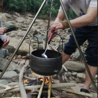 28cm Old-fashioned Pig Iron Tripod Pot Soup Pot Cast Iron Stew Hanging Pot Rice Cooking Tripod pot
