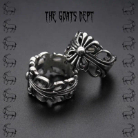 Ukir Chrome Hearts Ring by The Goats Dept / cincin pria wanita disesuaikan viral chrome heart hitam 