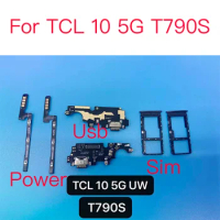 10pcs USB Port Charging Board Power ON Off Flex Sim Card Tray For TCL 10 5G T790S USB Charging Dock Port Flex cable Repair Parts