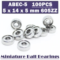 605ZZ ABEC-5 ( 100 PCS ) 5*14*5 mm Miniature Ball Bearings 605ZZ EMQ Z3V3