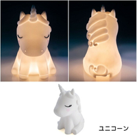 日本LEADWORKS LED獨角獸兔子兔寶寶-矽膠安全夜燈晚安燈氣氛燈6段階調節燈光安撫娃娃-現貨