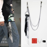 Unisex hip hop Keychain jean Wallet thành tai tai tai Rock Punk Ribbon Biker headscarf kim loại eo t