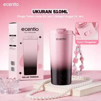 Ecentio Black Pink Series Tumbler Stainless Portable Botol Minum Aesthetic Anti Bocor Dingin Tahan L