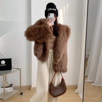 Autumn and winter new fox fur double-sided woven fur coat for women's short Korean version small casual loose coat