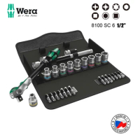 WERA 8100 SC 6 Zyklop Speed Ratchet Set 1/2" Drive Metric 28 Pcs Multifunctional Socket Wrench Sets 