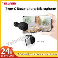 YELANGU New Smartphone Microphone Clip-on Omnidirectional Mic Dual Head 3.5m Cable for USB Type-C for Interview Video Recording